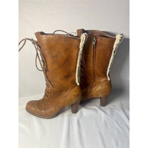 UGG Shoes - Ugg Rosie Womens Sexy Lace up Knee High Leather Boots Size 8 Brown
